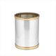 Kraftware Mylar Brushed Chrome and Brass Round Wastebasket