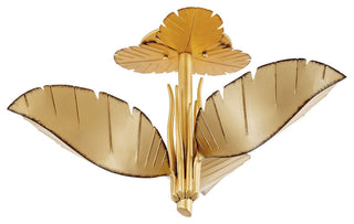 Banana Leaf 3-Lt Semi-Flush - Gold