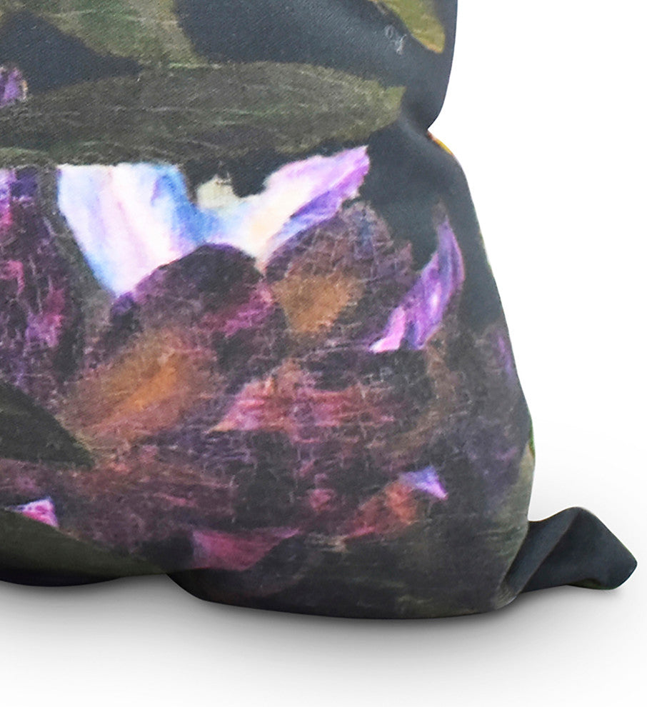 Floral Dream Black Floral Print Decorative Outdoor Throw Pillow, 16"