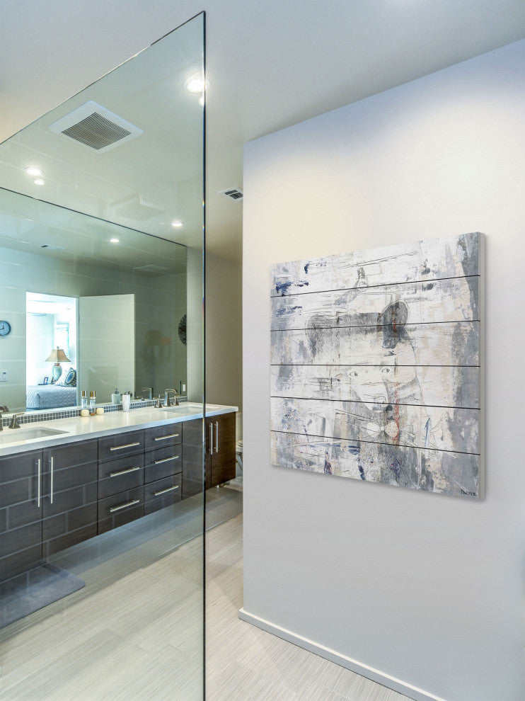 "Dizzy Bear" Painting Print on White Wood, 24"x24"