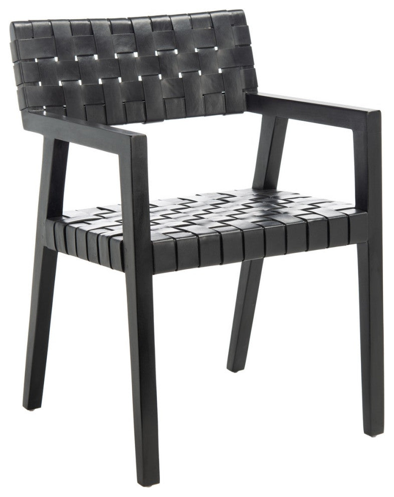 Safavieh Cire Leather Dining Chair, Black
