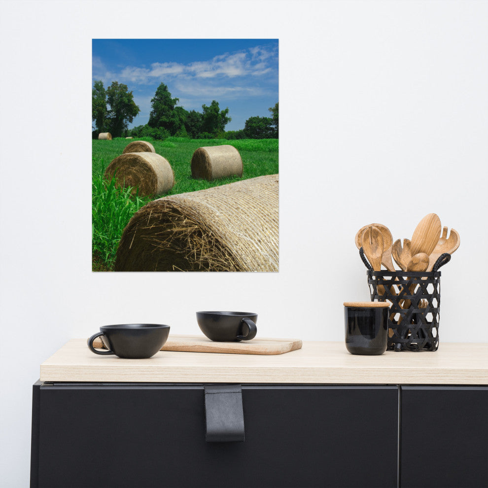 Hay Whatcha Doin in the Field Rural Unframed Wall Art Print, 16" X 20"