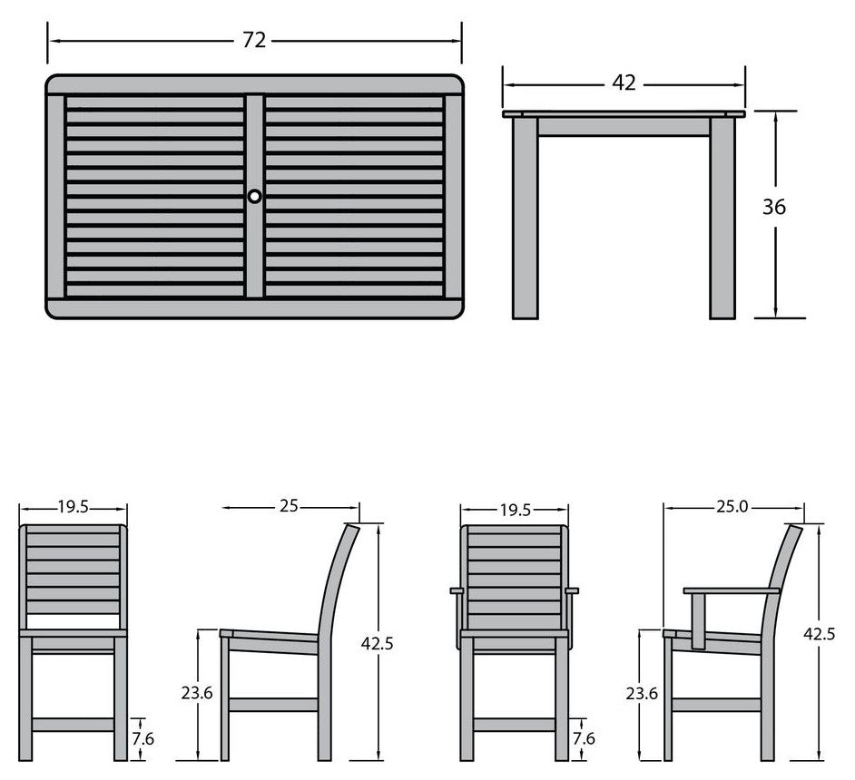 Weatherly 7-Piece Rectangle Counter-Height Dining Set, Coastal Teak