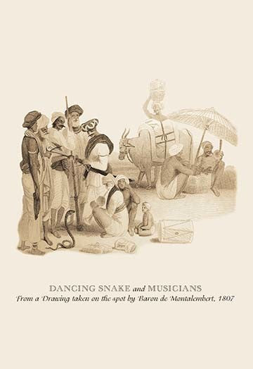 Dancing Snake and Musicians- Gallery Wrapped Canvas Art 28" x 42"