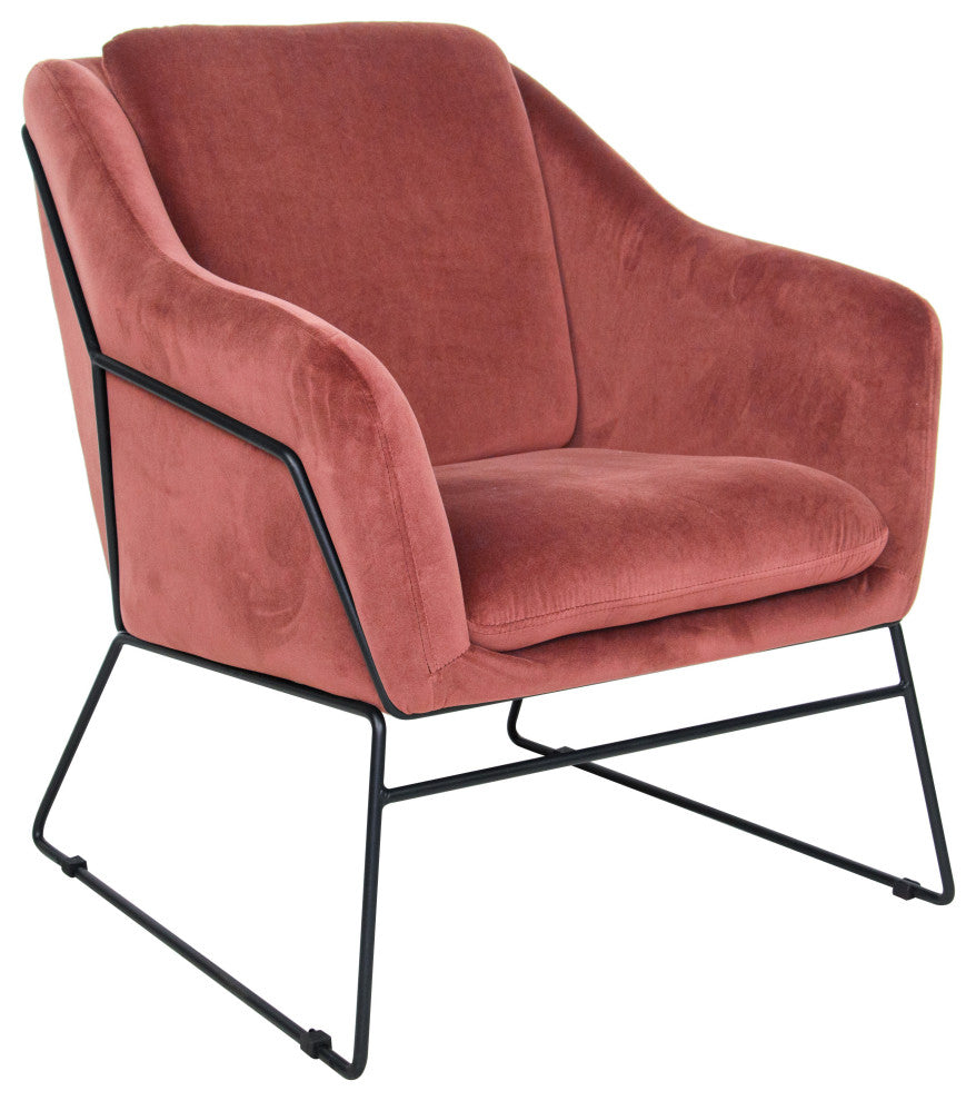 LeisureMod Harmony Velvet Accent Armchair Royal Rose