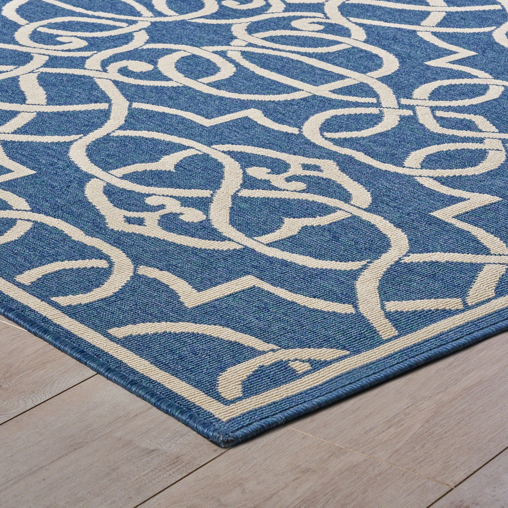 GDF Studio Alfonso Indoor Geometric 5x8 Area Rug, Navy and Ivory