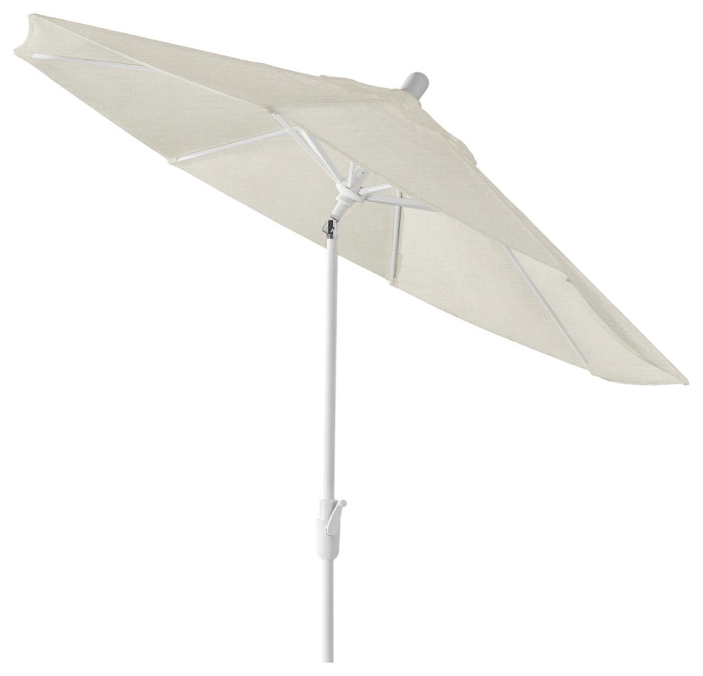 9' Round 360 Rotating Auto Tilt Umbrella, White, Sunbrella, Natural