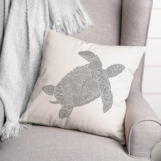 Patterned Sea Turtle Gray 18x18 Pillow