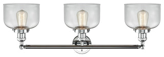 Large Bell 3-Light Bath Fixture, Clear Glass, Polished Chrome