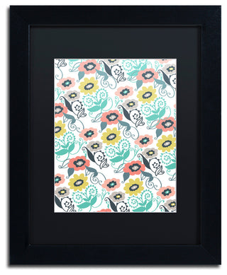 Elizabeth Caldwell 'Suzani Floral' Art, Black Frame, Black Mat, 11x14