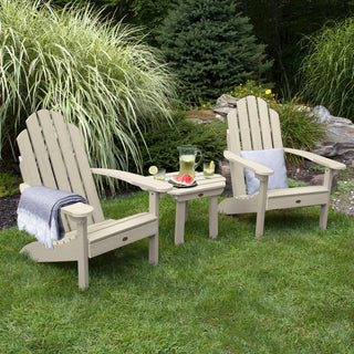 2 Classic Westport Adirondack Chairs with Side Table, Whitewash