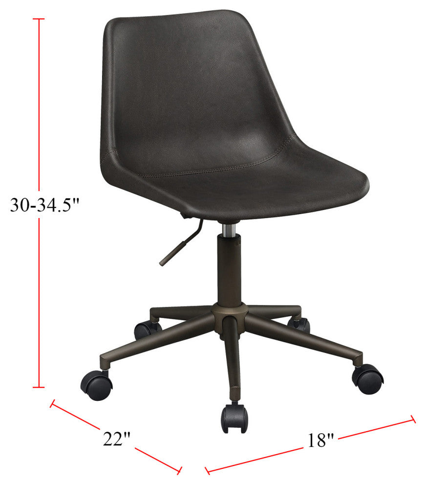Adjustable Height Office Chair With Casters, Brown And Rustic Taupe