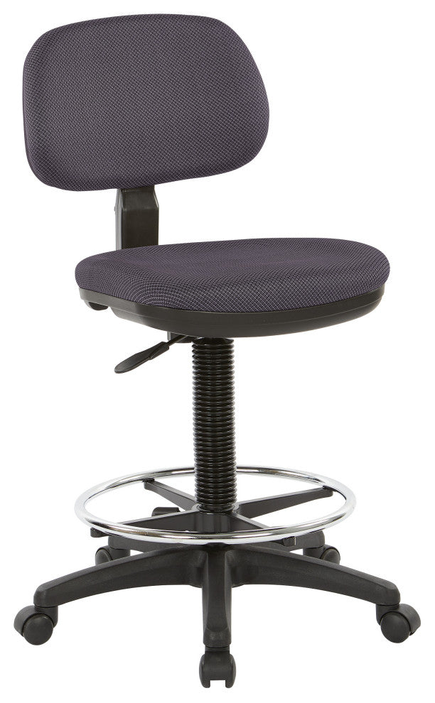 Sculptured Seat and Back Drafting Chair With Adjustable Foot Ring, Jet