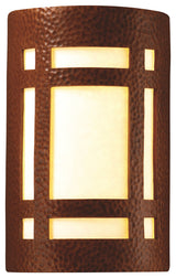 Ambiance Small Craftsman Window, Outdoor Wall Sconce, Copper, White