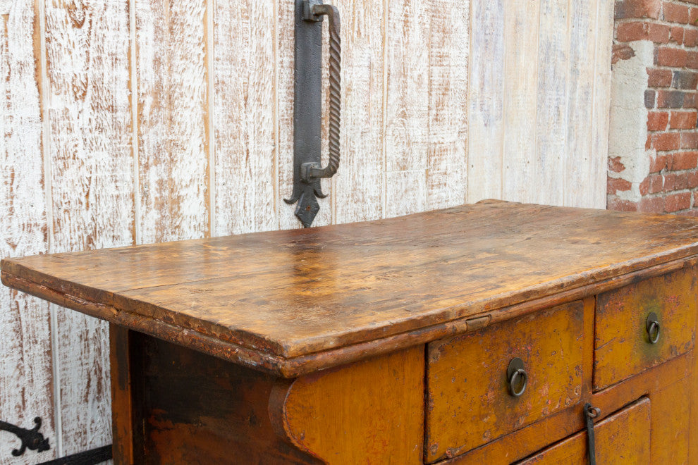 Antique Ming Style Yellow Money Chest