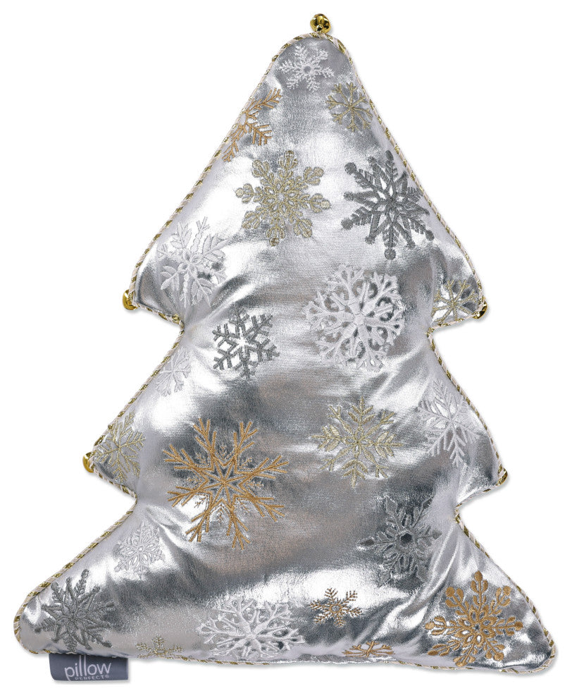 Christmas Tree Silver Throw Pillow
