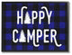 "Happy Camper Blue Black Buffalo Plaid" 11x14, Framed Giclee Texturized Art