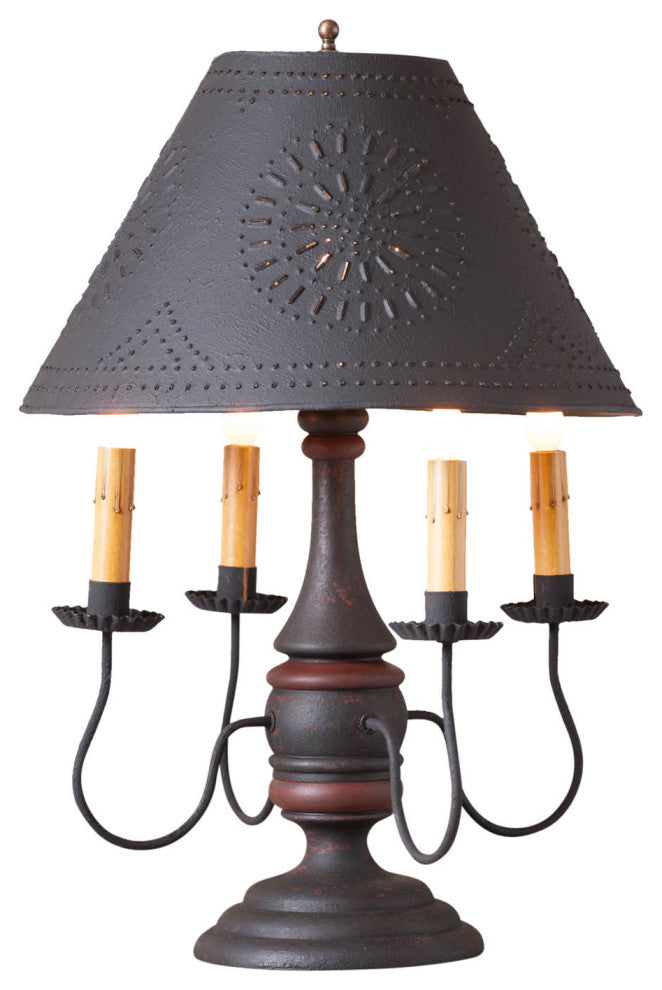 Jamestown Lamp in Hartford Black with Red with Black Shade