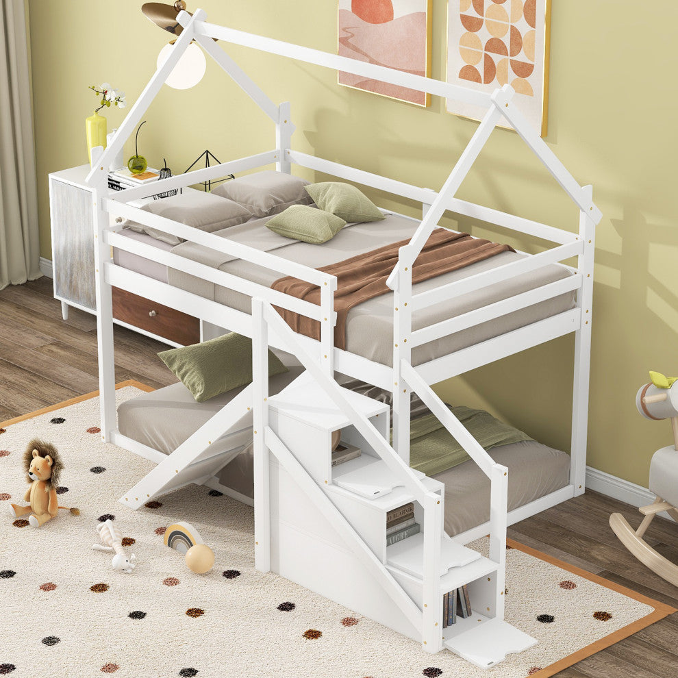 Gewnee Twin over Twin House Loft or Bunk Bed