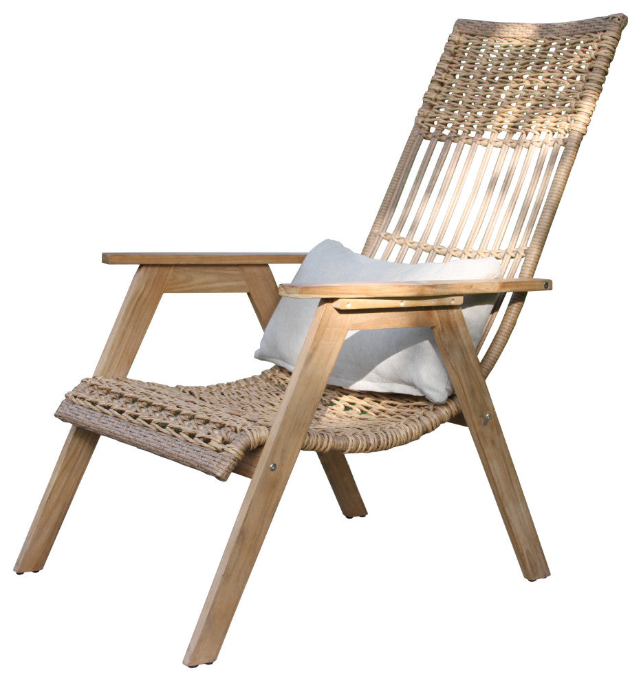Teak and Wicker Basket Lounger Chair, Set of 2, Bohemian