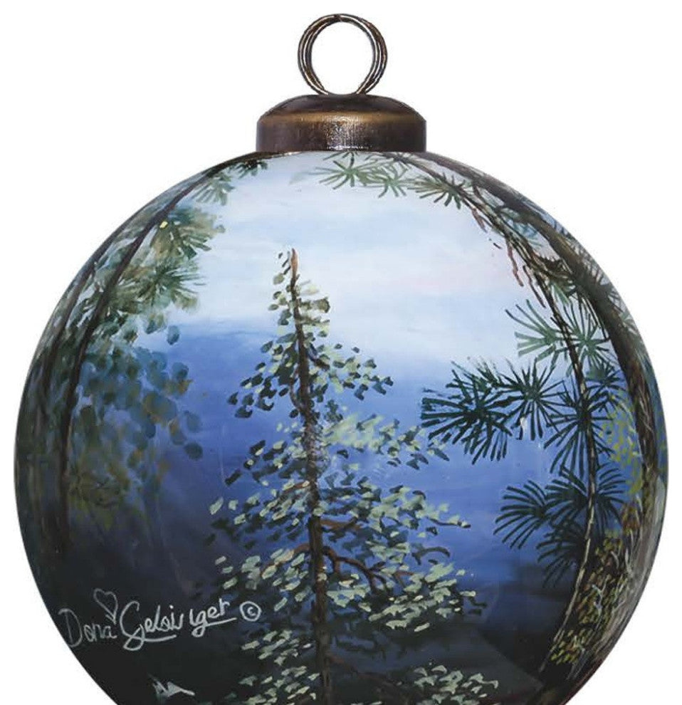 Scenic Life is Better in the Mountains Hand Painted Mouth Blown Glass Ornament