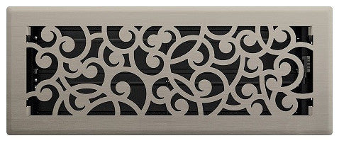 Wonderland Floor Register, Brushed Nickel, 4x12