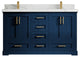 Boston 60 Double Bathroom Vanity in Navy Blue 2" Calacatta Laza