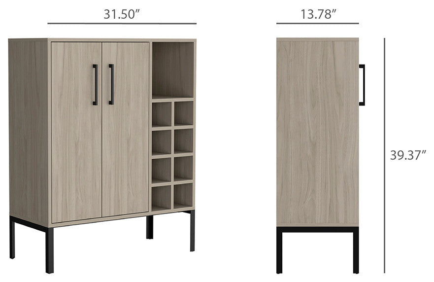Talmage Modern Bar Cabinet, Birch