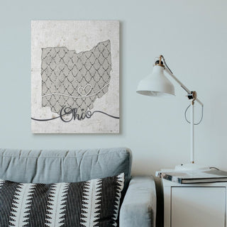 Stupell Industries Ohio Patterned Grey US State Design, 30 x 40