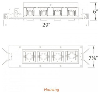 LED Precision Four-Light Non-IC Housing, 3000K 90CRI Flood, Universal, 0-10V