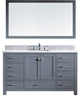 Caroline Single Bathroom Vanity Set, Gray With Marble Top and Square Sink, 60"
