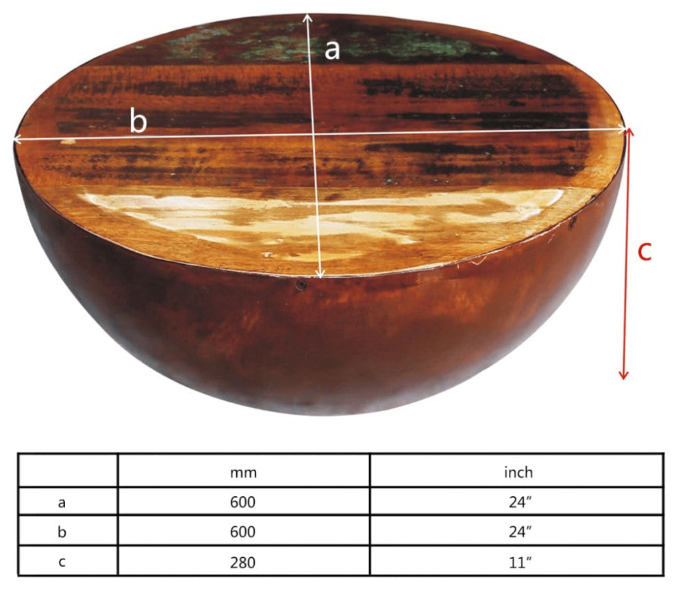 vidaXL Coffee Table Bowl-shaped With Steel Base Solid Reclaimed Wood