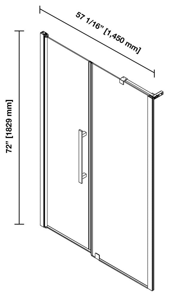 Pasadena 57 1/16-59 1/16"Wx72"H Alcove Pivot Shower Satin Nickel