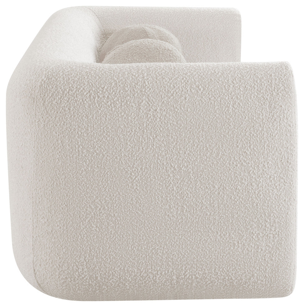 Abbington Boucle Fabric Upholstered Loveseat, Cream