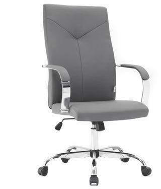 LeisureMod Sonora High-Back Adjustable Leather Conference Chair, Gray