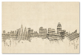 'Cincinnati, Ohio Skyline Sheet Music' Canvas Art by Michael Tompsett
