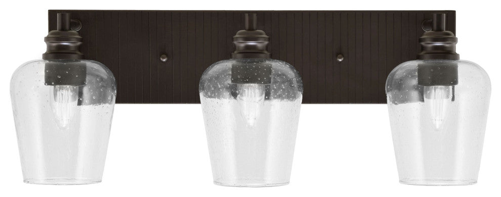 Edge 3-Light Bath Bar, Espresso Finish, 5" Clear Bubble Glass