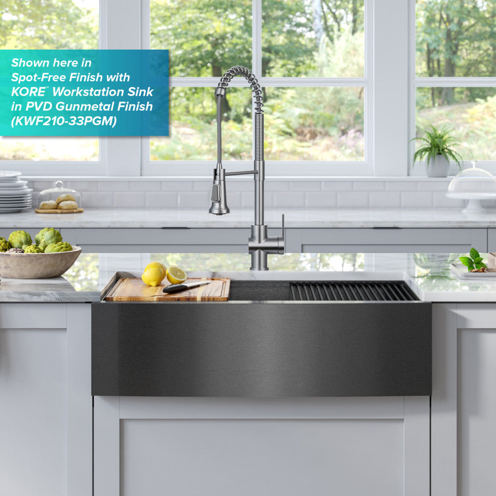 Britt Commercial Style 3-Function Pull-Down 1-Handle 1-Hole Kitchen Faucet, Matte Black (Model Kpf-1691sfs)