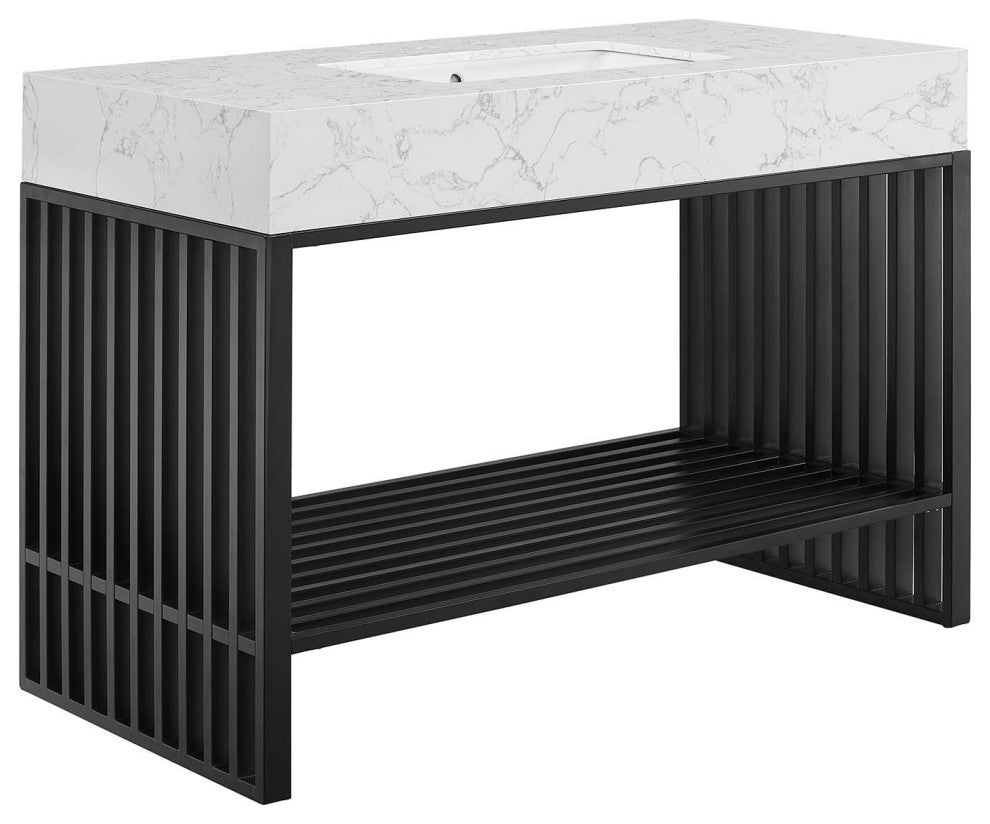 Gridiron 48" Bathroom Vanity, White Black