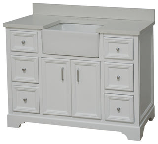 Zelda 48" Bathroom Vanity, White, Quartz