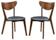 Set of 2 Dining Chairs, Walnut and Black