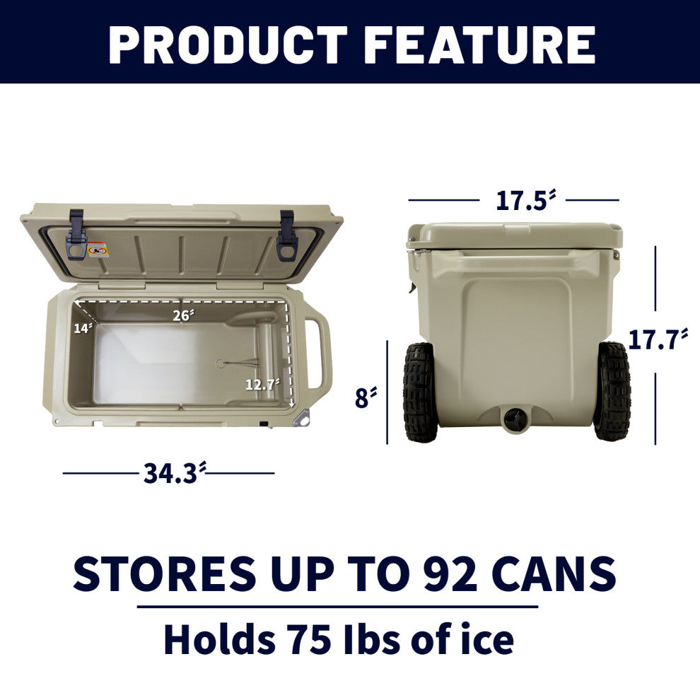 EchoSmile 75 qt. Rotomolded Cooler, Khaki