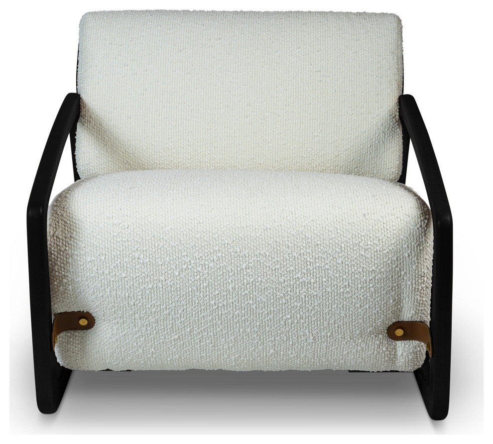 Modern Brazilian, Hector, Accent Chair, Boucle Ivory Upholstery