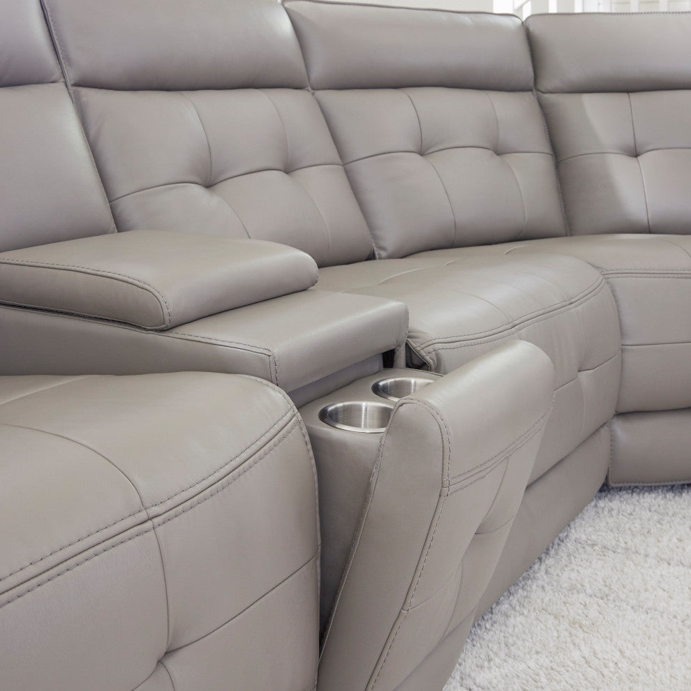 Canterbury Pewter 6 Piece Zero Gravity Modular Power Reclining Sectional, Pewter