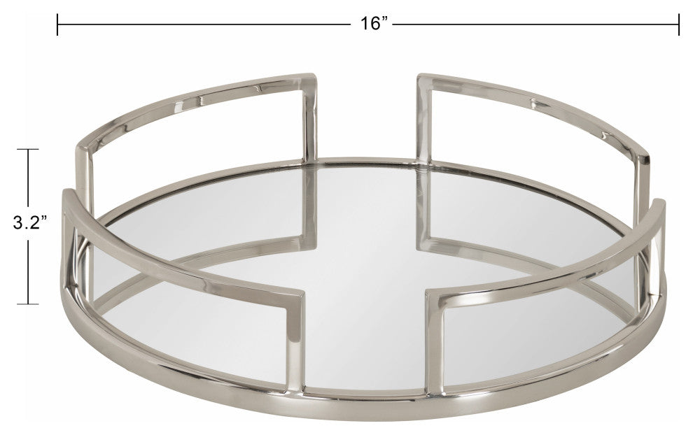 Gohana Decorative Metal Tray, Silver 16" Diameter