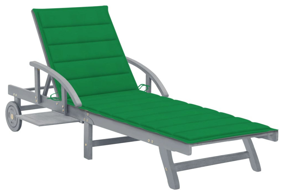 vidaXL Solid Acacia Wood Patio Sun Lounger with Cushion Sunbed Terrace Seat