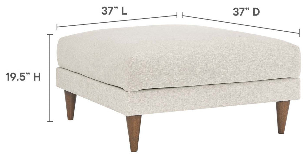 Zoya Down Filled Overstuffed Ottoman - Ivory Fabric
