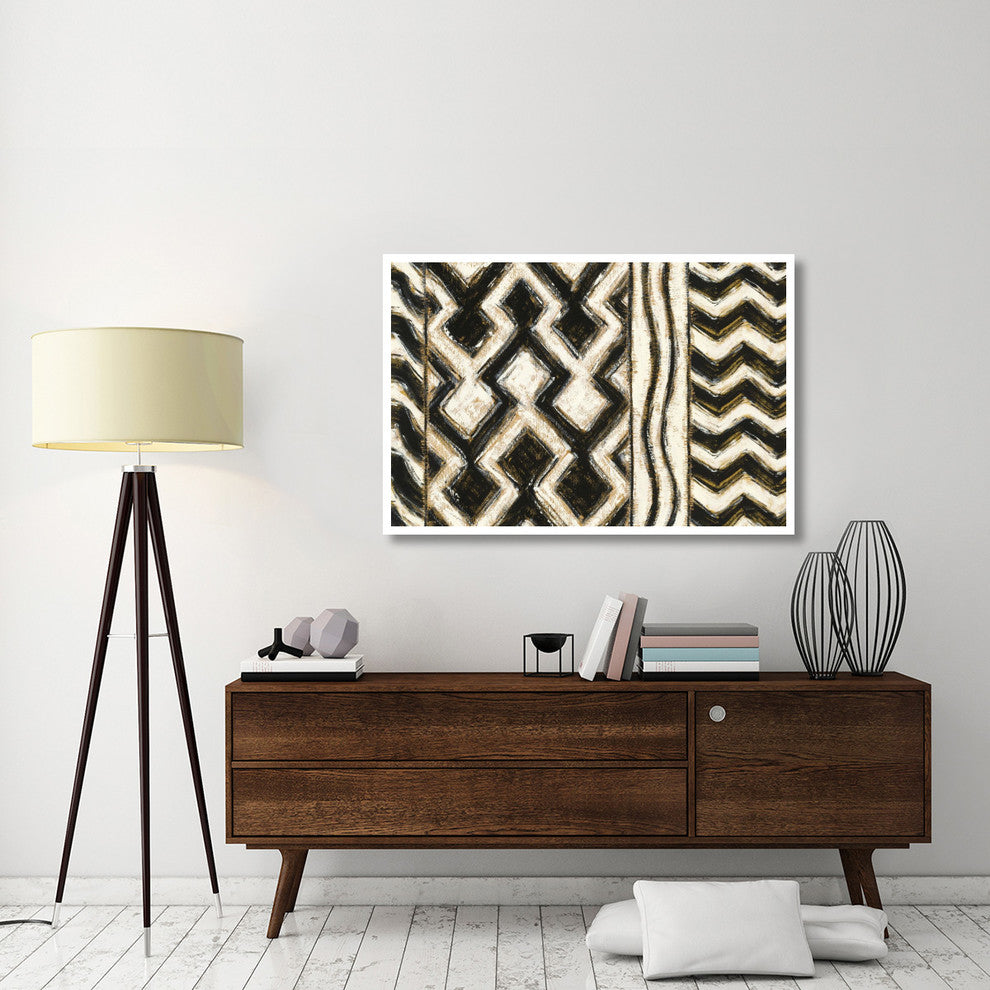 "Black and Gold Geometric VII Crop" Paper Print by Shirley Novak, 50"x34"