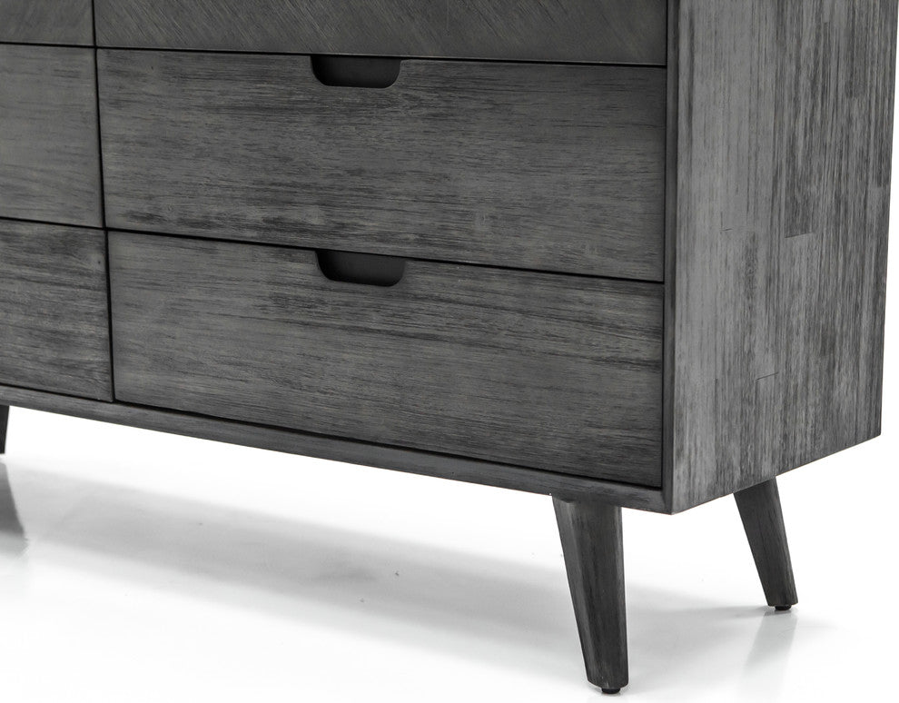 Mohave Mid-Century Tundra Gray Acacia 6 Drawer Dresser