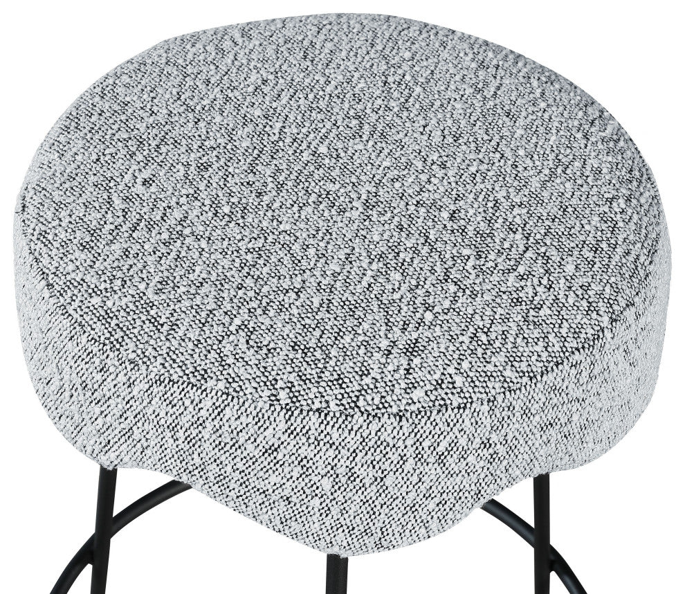 Fleur Boucle Fabric Upholstered Counter Stool, Grey